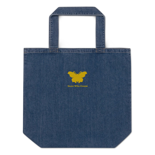 Logo collection｜Organic denim tote bag｜Gold