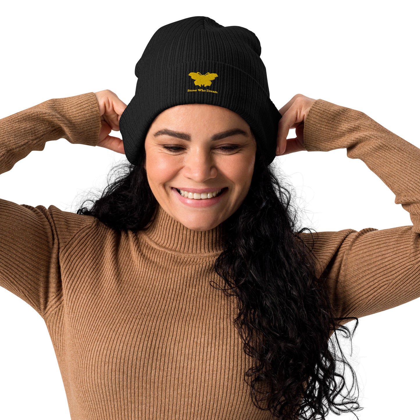 Logo collection｜Organic ribbed beanie｜Gold