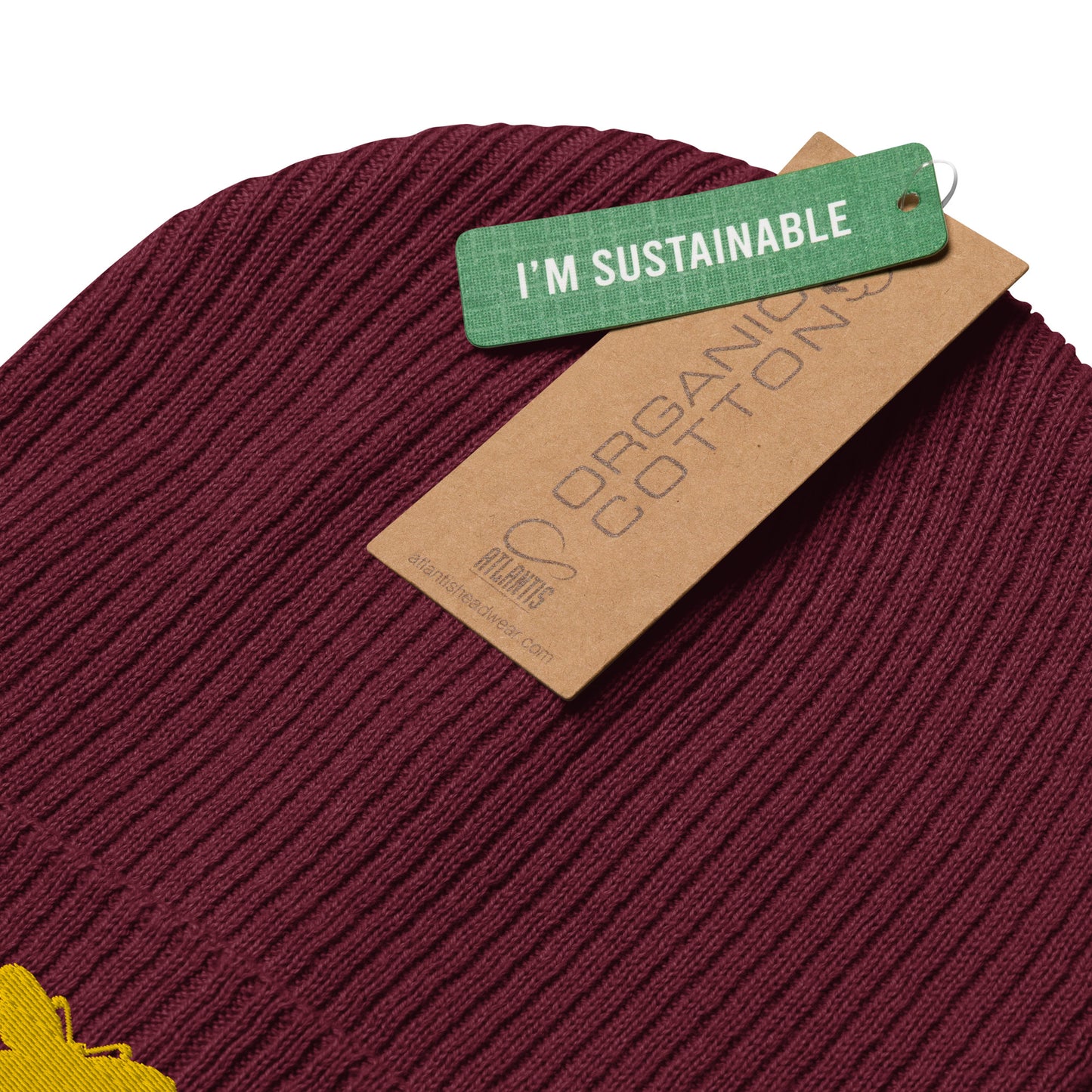 Logo collection｜Organic ribbed beanie｜Gold