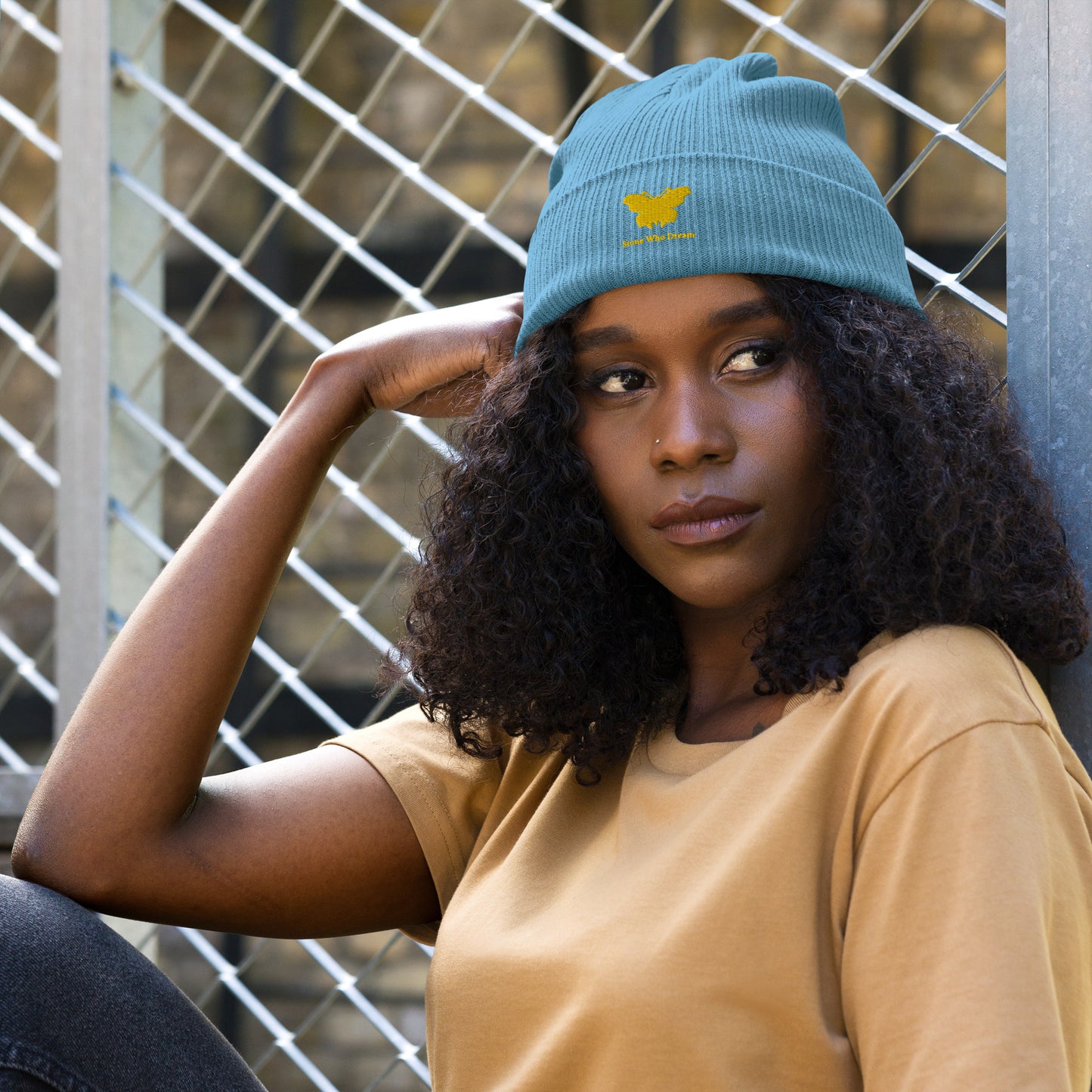 Logo collection｜Organic ribbed beanie｜Gold