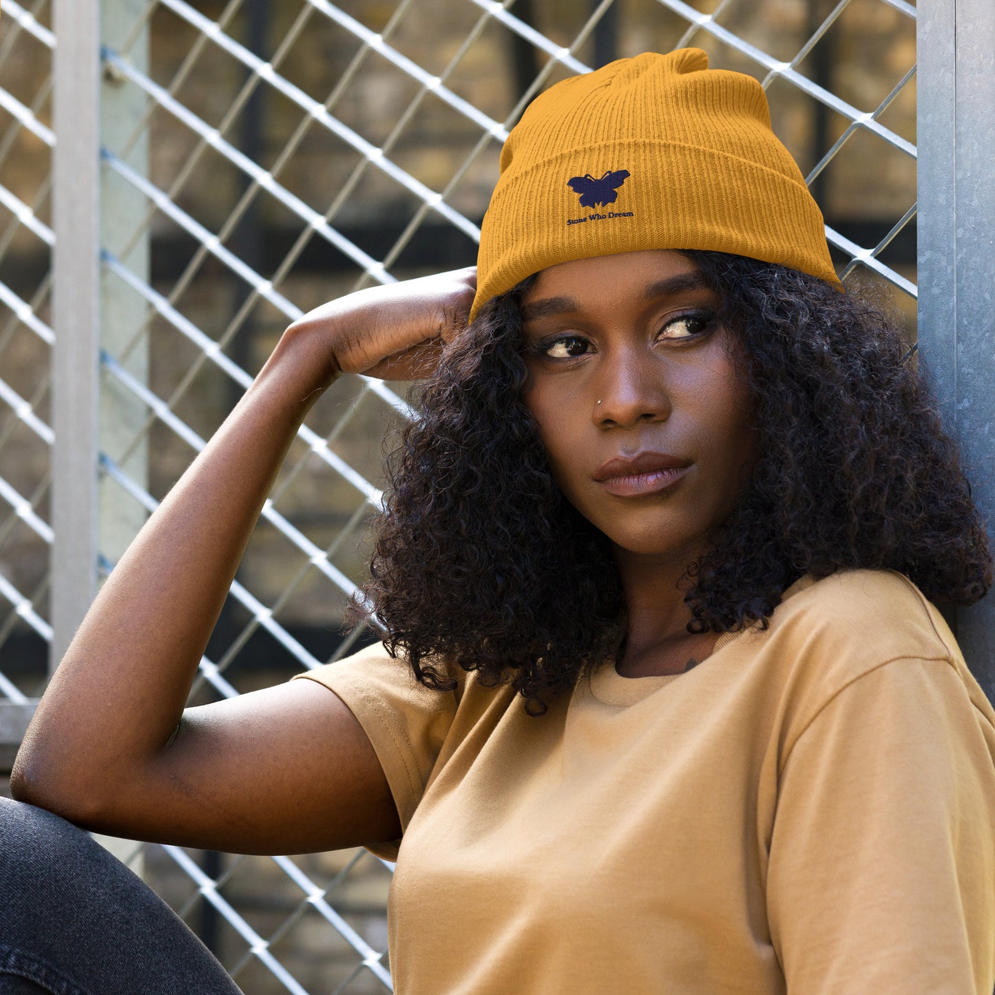 Logo collection｜Organic ribbed beanie｜Royal blue