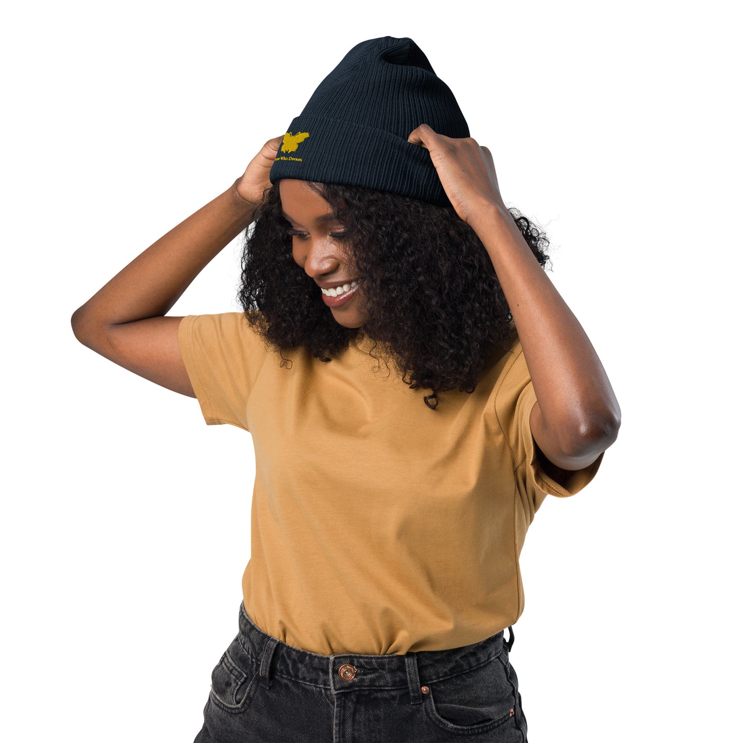 Logo collection｜Organic ribbed beanie｜Gold