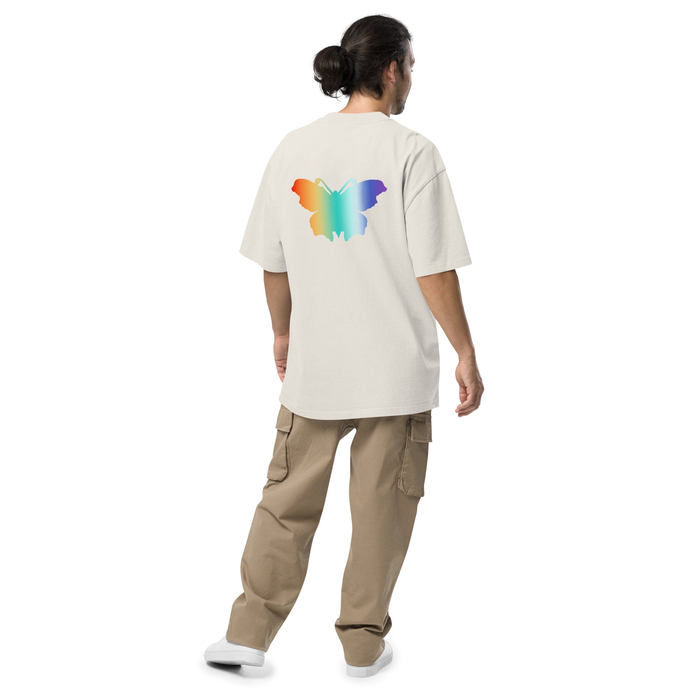 Logo collection｜Oversized faded t-shirt｜Rainbow and Back