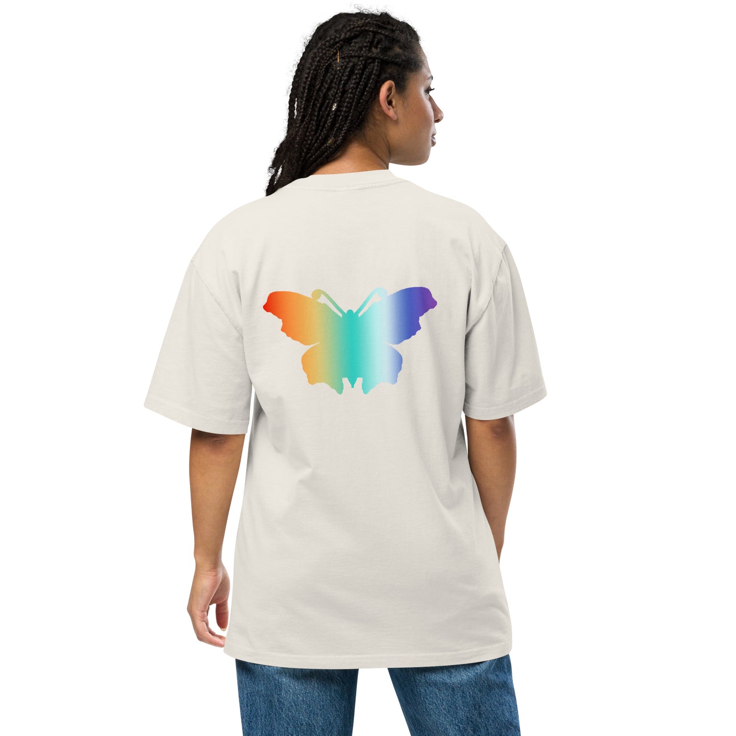 Logo collection｜Oversized faded t-shirt｜Rainbow and Back