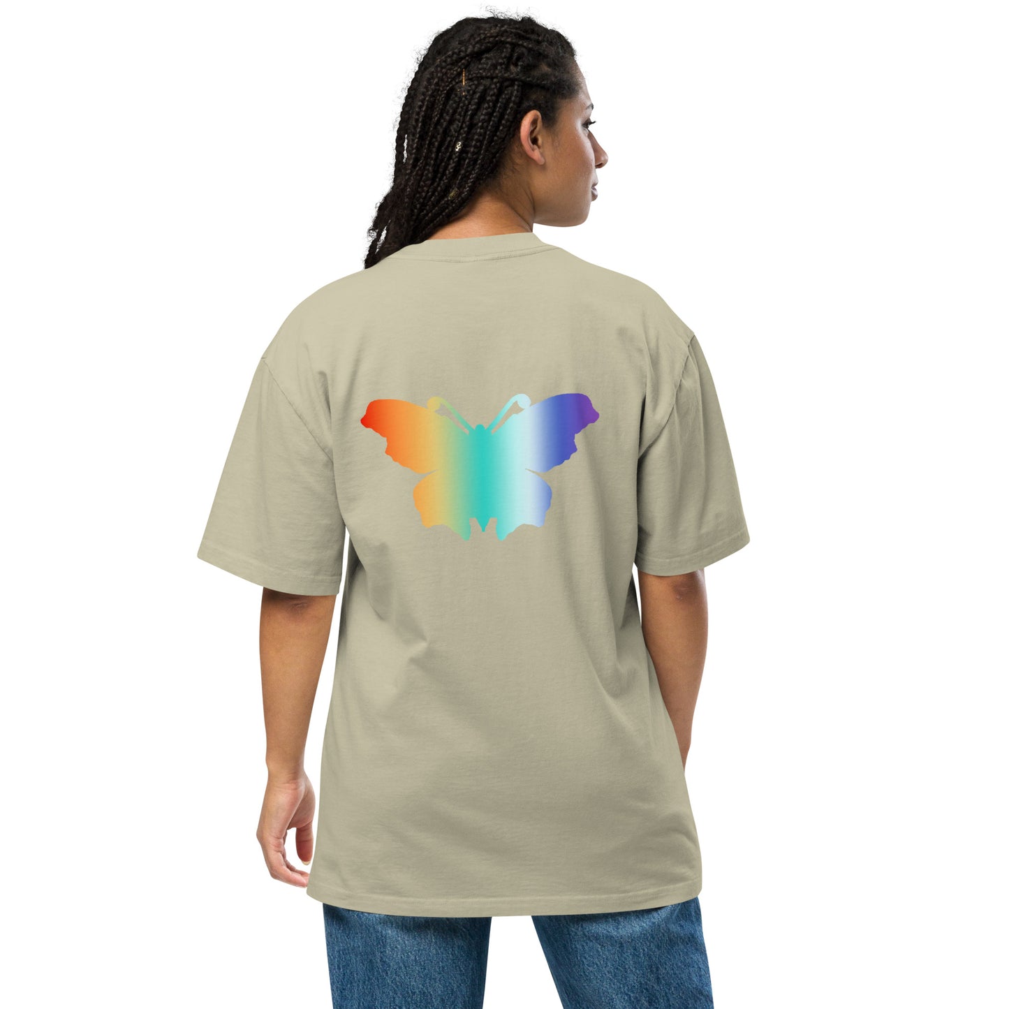 Logo collection｜Oversized faded t-shirt｜Rainbow and Back