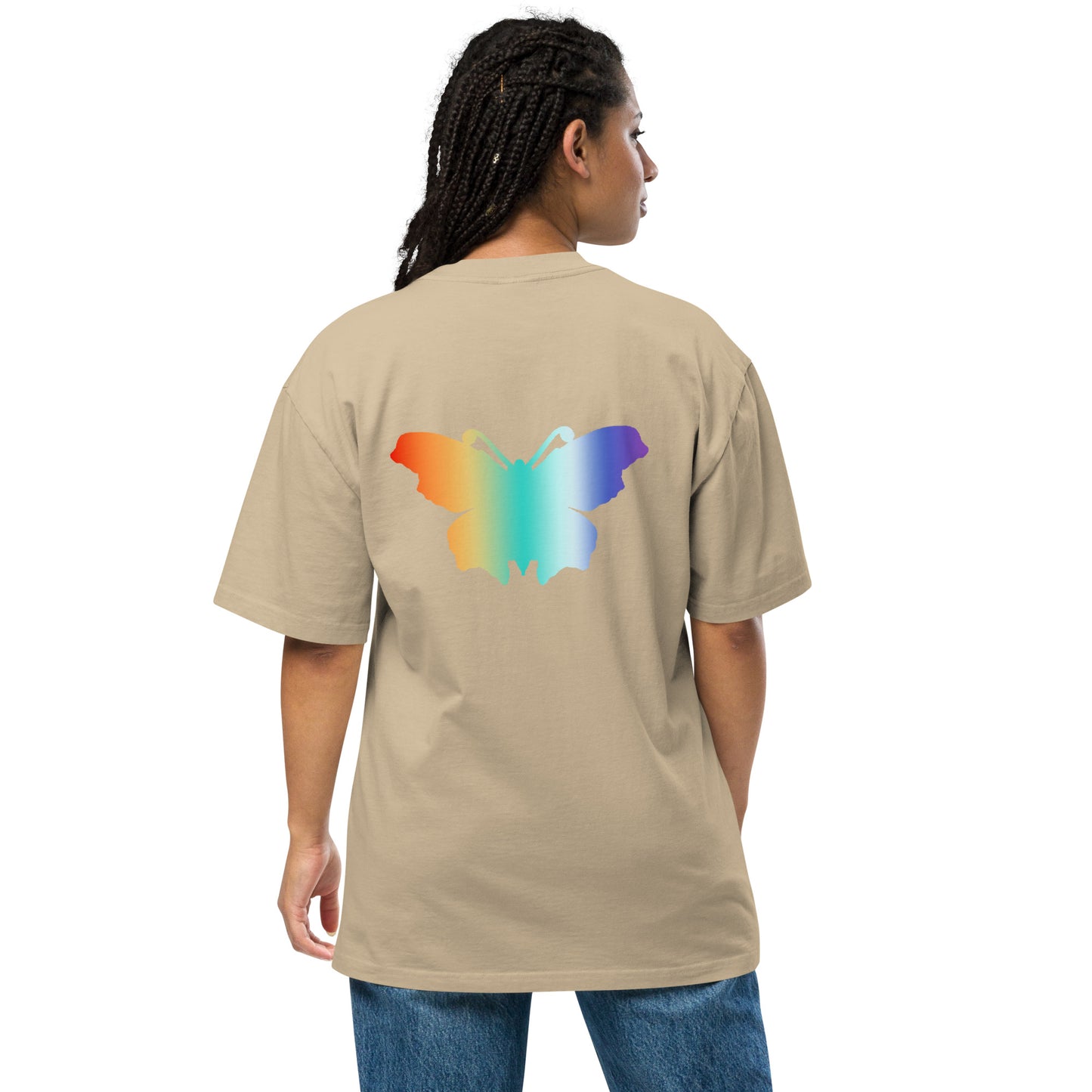 Logo collection｜Oversized faded t-shirt｜Rainbow and Back